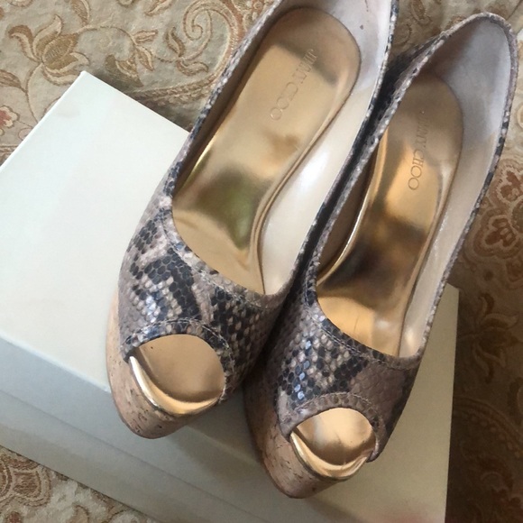 Jimmy Choo Snake Cork Wedge,8.5 - Picture 6 of 11